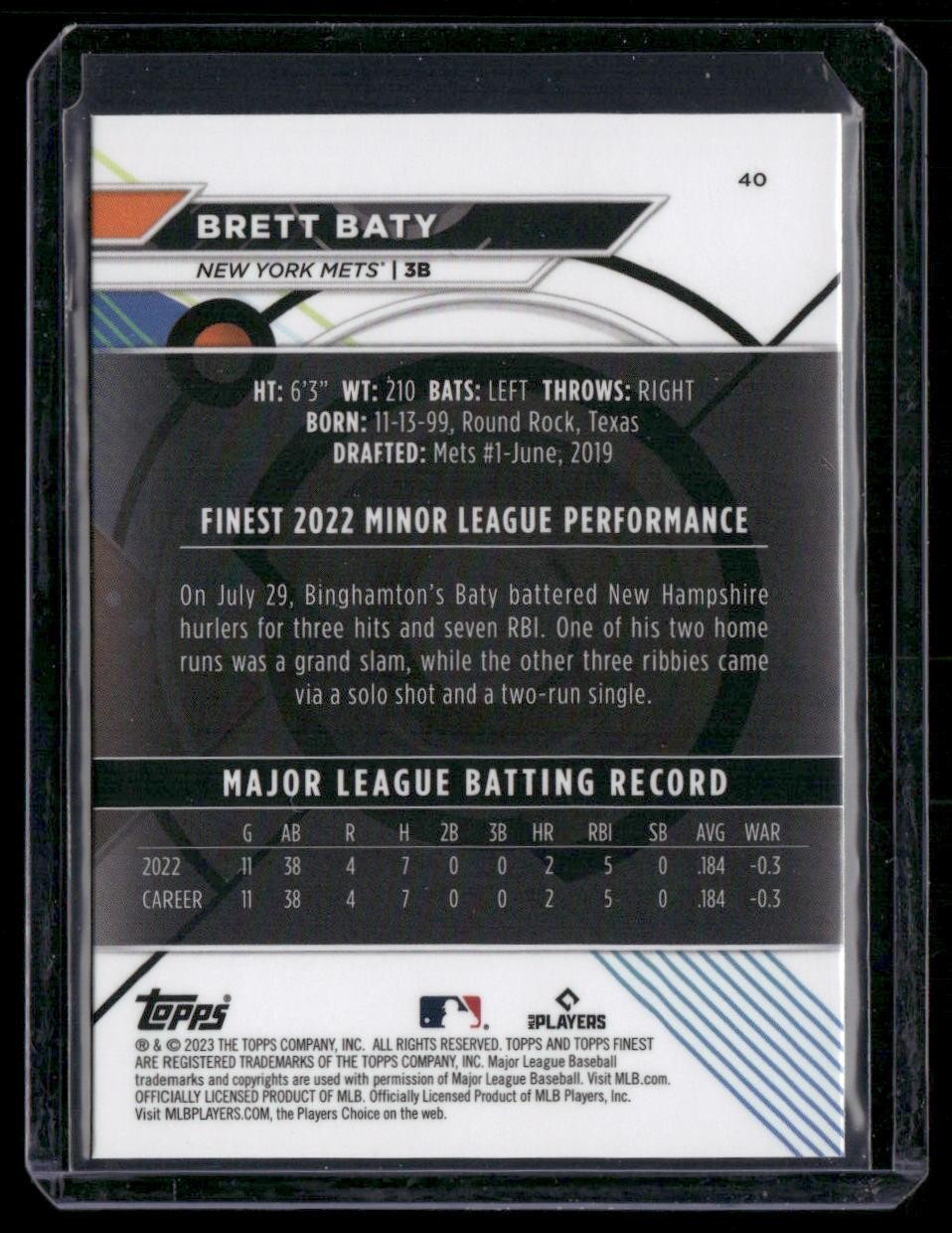 2023 Finest #40 Brett Baty