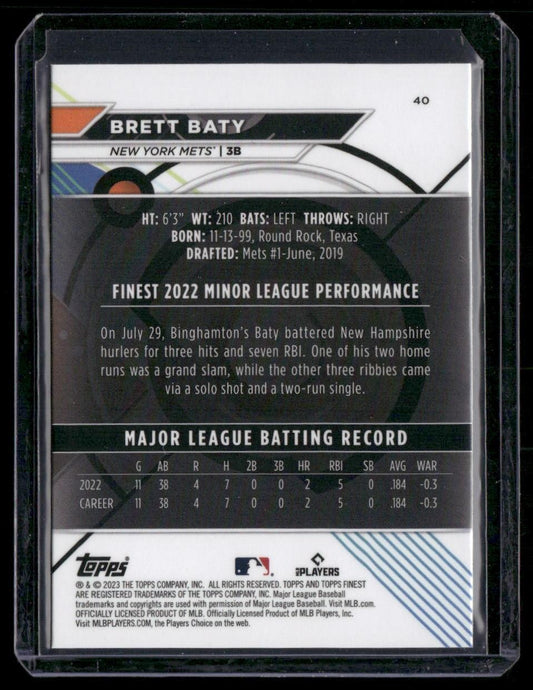 2023 Finest #40 Brett Baty