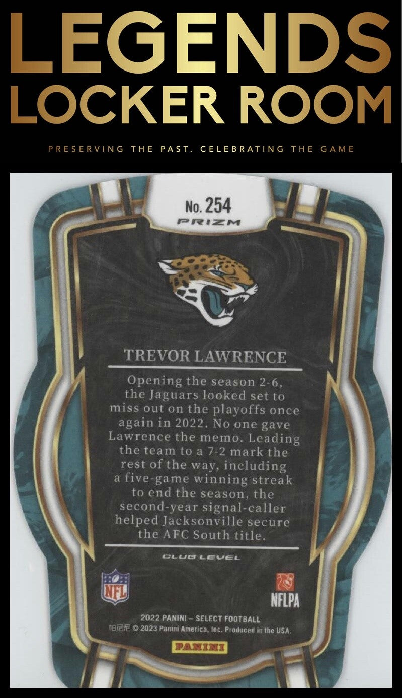2022 Panini Select #254 Trevor Lawrence Silver Prizm Die Cut