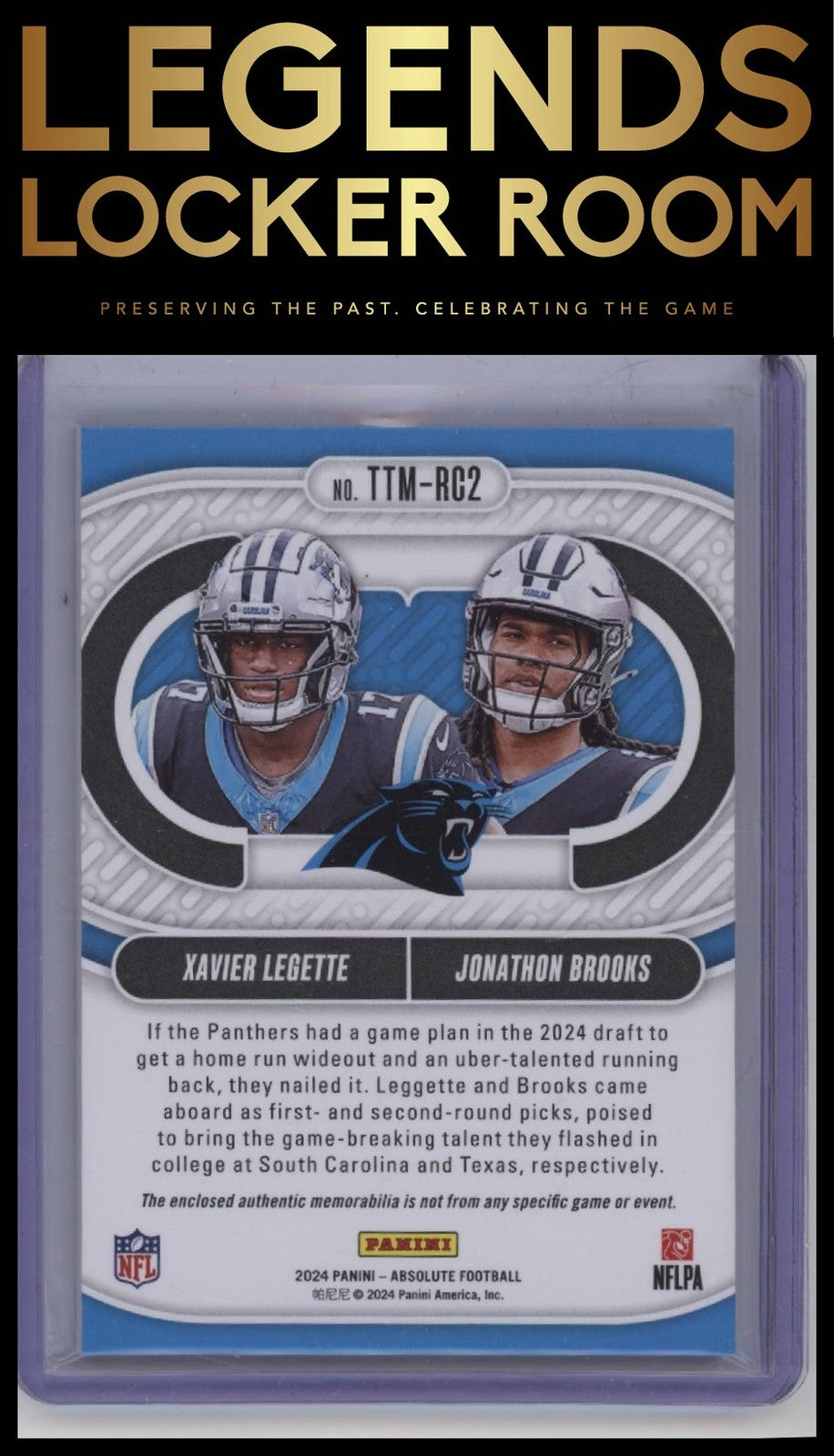 2024 Panini Absolute Xavier Legette / Jonathon Brooks Team Tandem Materials Gold