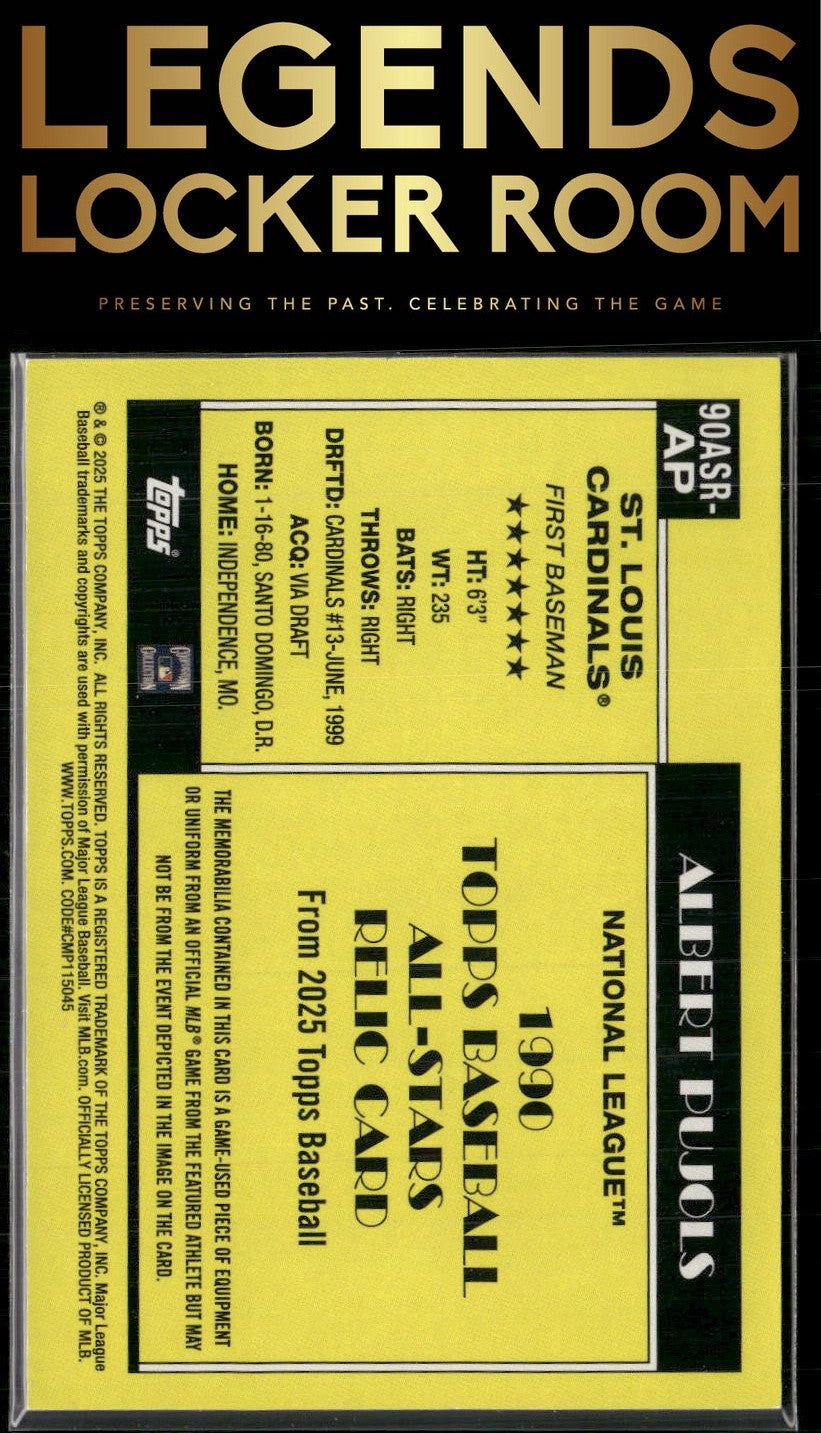 2025 Topps Albert Pujols 1990 Topps Baseball 35th All-Stars Relics Blue /150