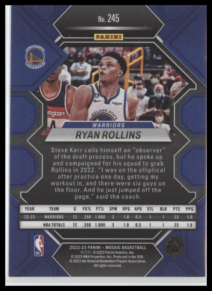 2022-23 Panini Mosaic #245 Ryan Rollins