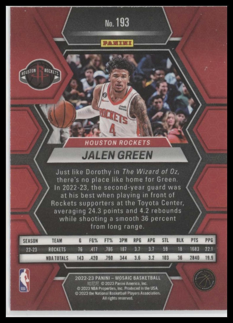 2022-23 Panini Mosaic #193 Jalen Green