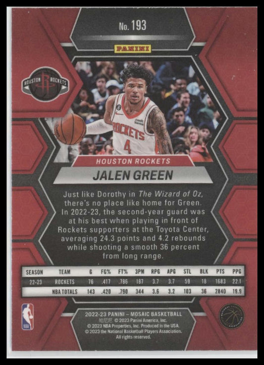 2022-23 Panini Mosaic #193 Jalen Green