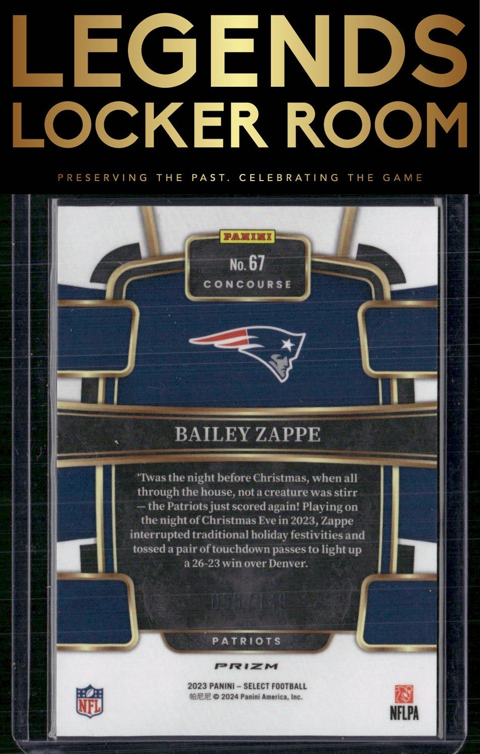 2023 Panini Select #67 Bailey Zappe Maroon Prizms #/149