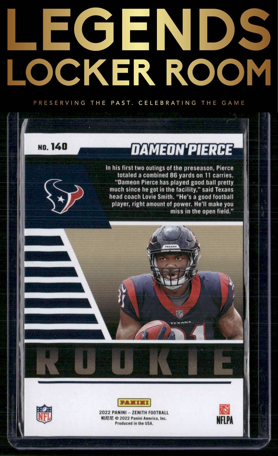 2022 Zenith #140 Dameon Pierce Retail