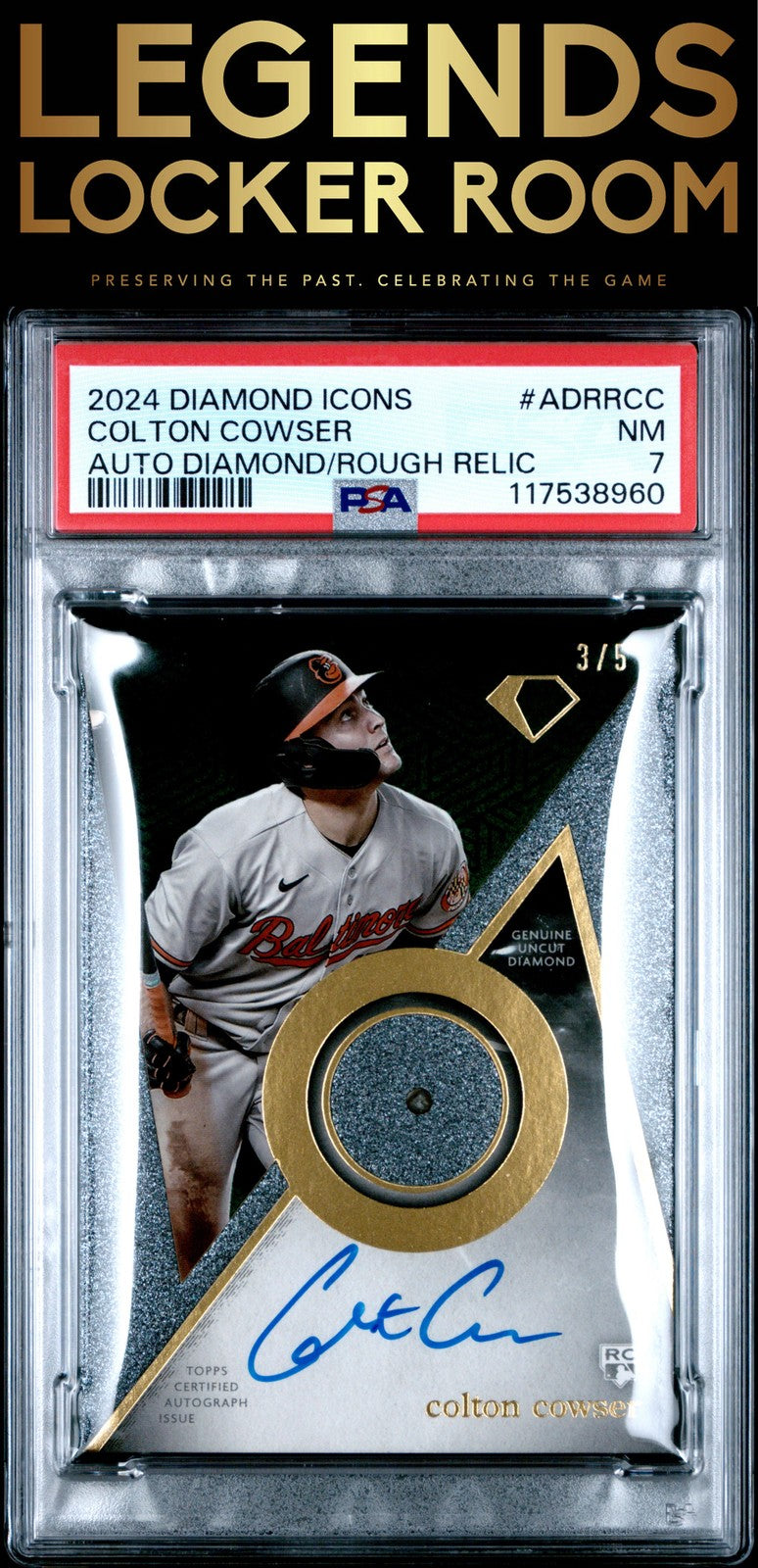2024 Topps Diamond Icons Auto Diamond In The Rough Relics Colton Cowser PSA 7