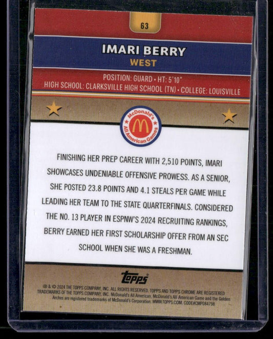 2024 Topps Chrome McDonald's All-American #63 Imari Berry