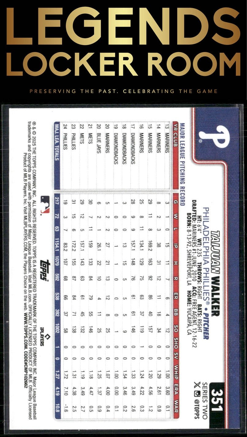 2025 Topps #351 Taijuan Walker Rainbow Foil