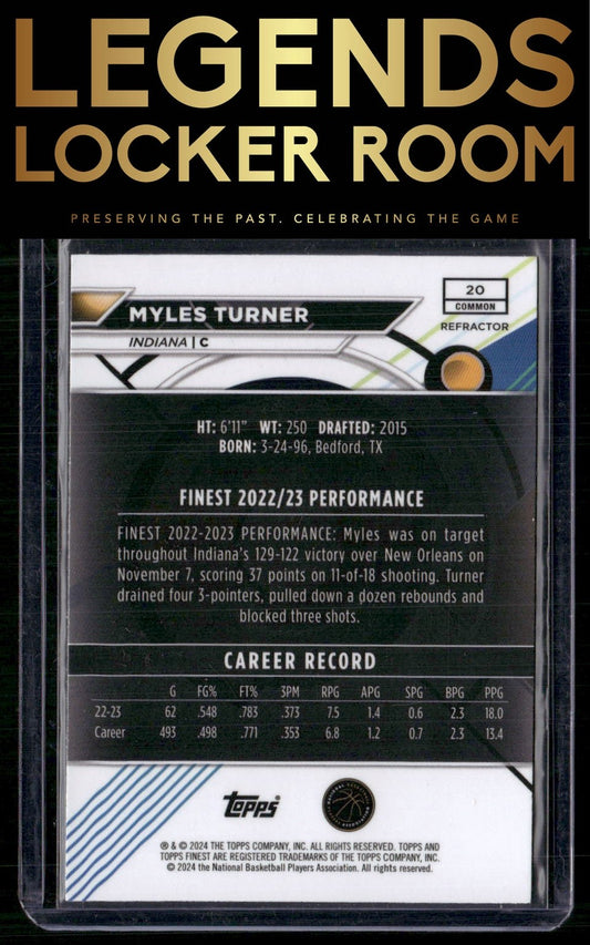 2023-24 Finest #20 Myles Turner Refractors