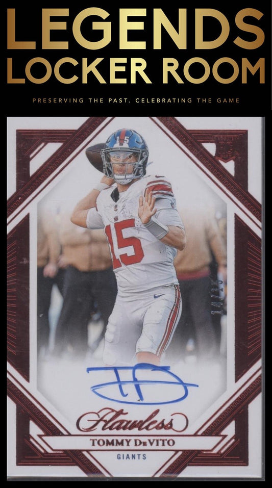 2023 Panini Flawless #RFS-TDE Tommy DeVito Rookie Frame Signatures Ruby #/15