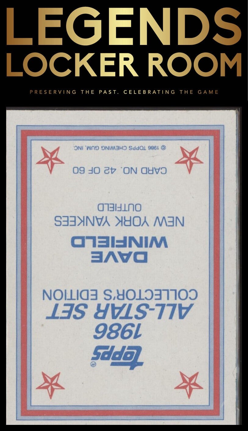 1986 Topps #42 Dave Winfield 1986 All-Star Set Collector's Edition