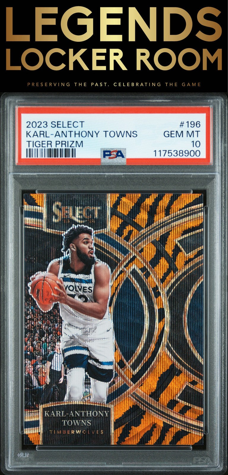 2023 Panini Select #196 Karl-Anthony Towns Tiger Prizm PSA 10