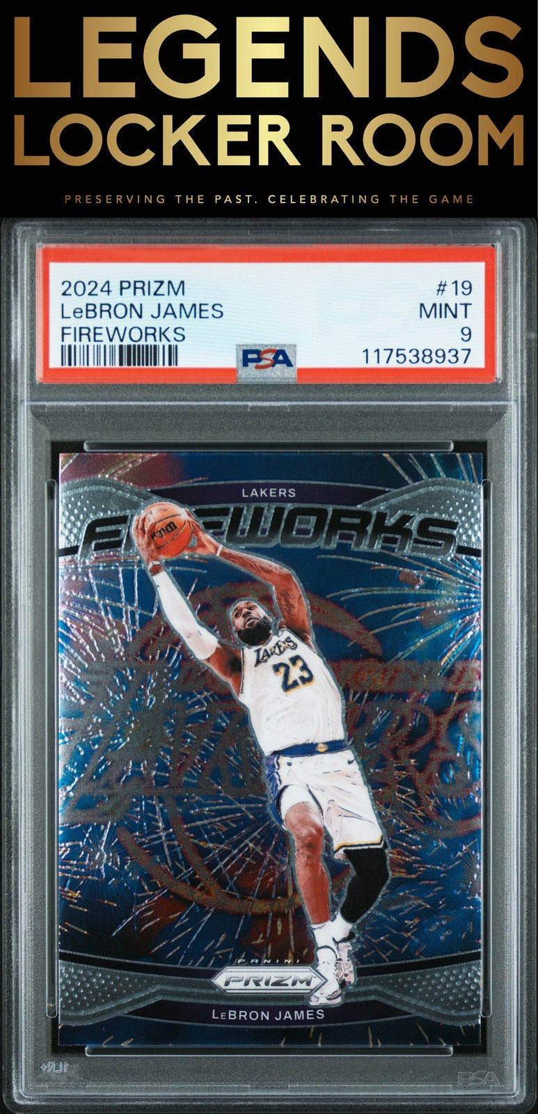 2024 Panini Prizm Fireworks #19 Lebron James PSA 9