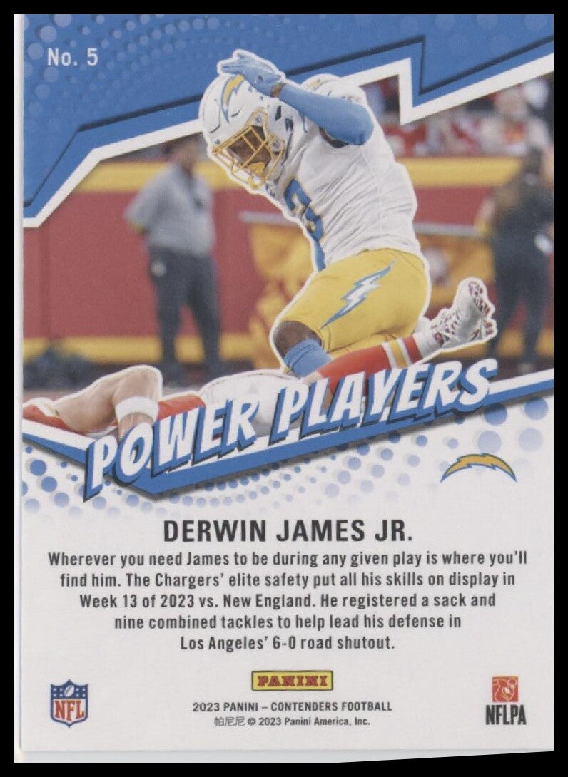 2023 Panini Contenders #5 Derwin James Jr. Power Players Silver