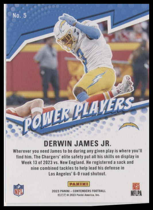 2023 Panini Contenders #5 Derwin James Jr. Power Players Silver