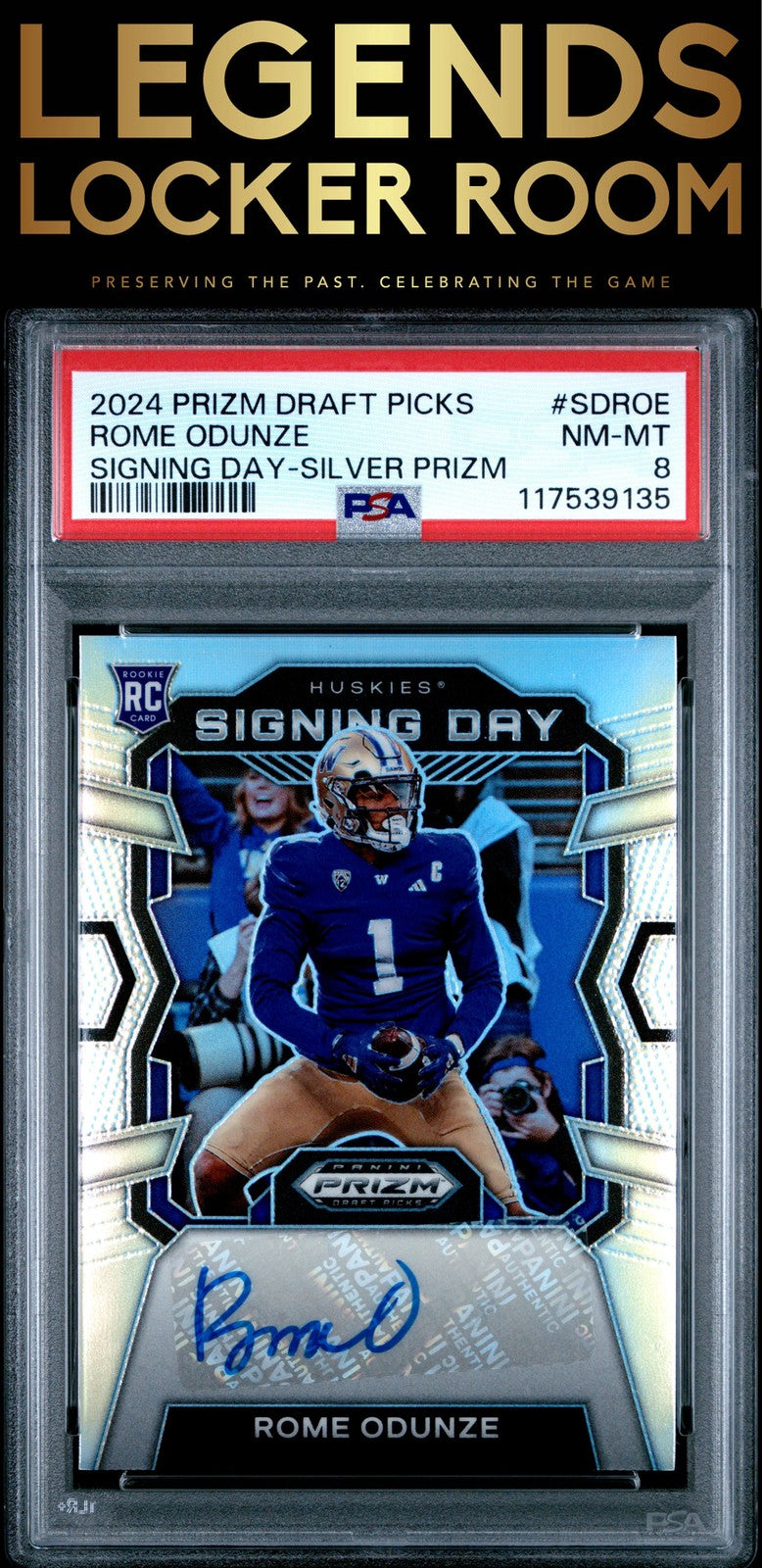 2024 Panini Prizm Draft Picks Signing Day Rome Odunze Silver Prizm PSA 8