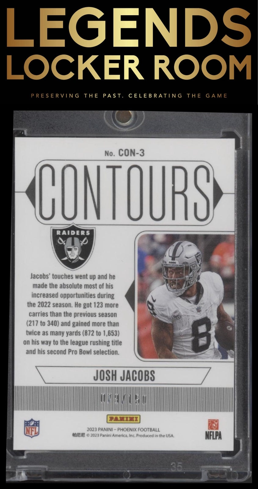 2023 Panini Phoenix #CON-3 Josh Jacobs Contours Teal #/150