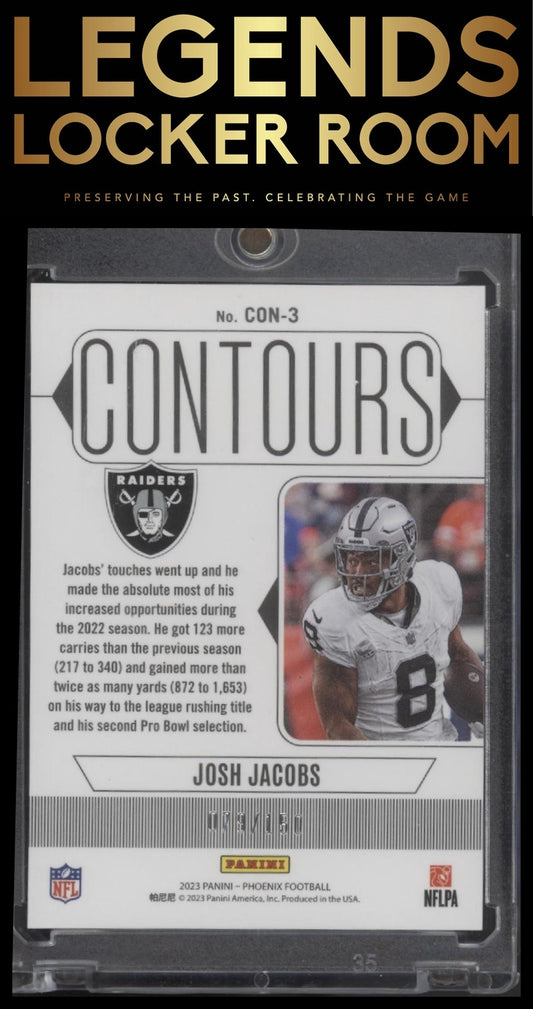 2023 Panini Phoenix #CON-3 Josh Jacobs Contours Teal #/150