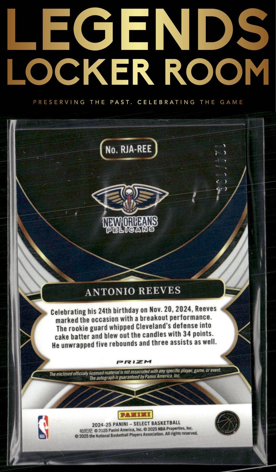 2024-25 Panini Select #RJA-REE Antonio Reeves Rookie Jersey Autographs #/199