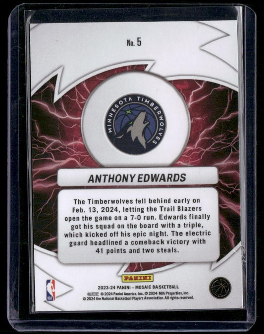 2023-24 Panini Mosaic #5 Anthony Edwards Thunder Road