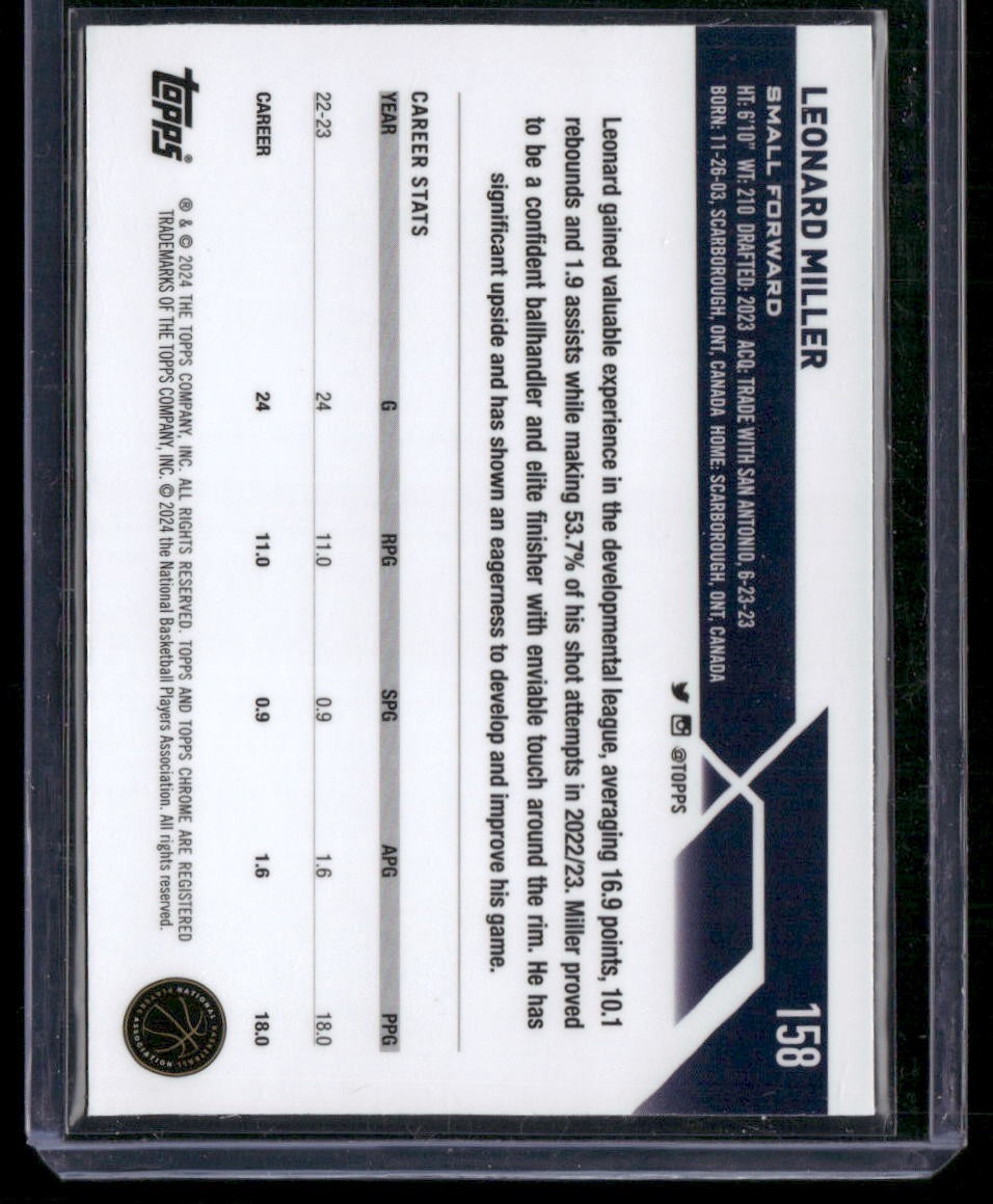 2023-24 Topps Chrome Sapphire #158 Leonard Miller