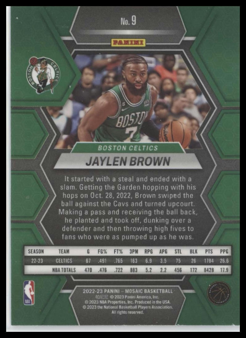 2022-23 Panini Mosaic #9 Jaylen Brown