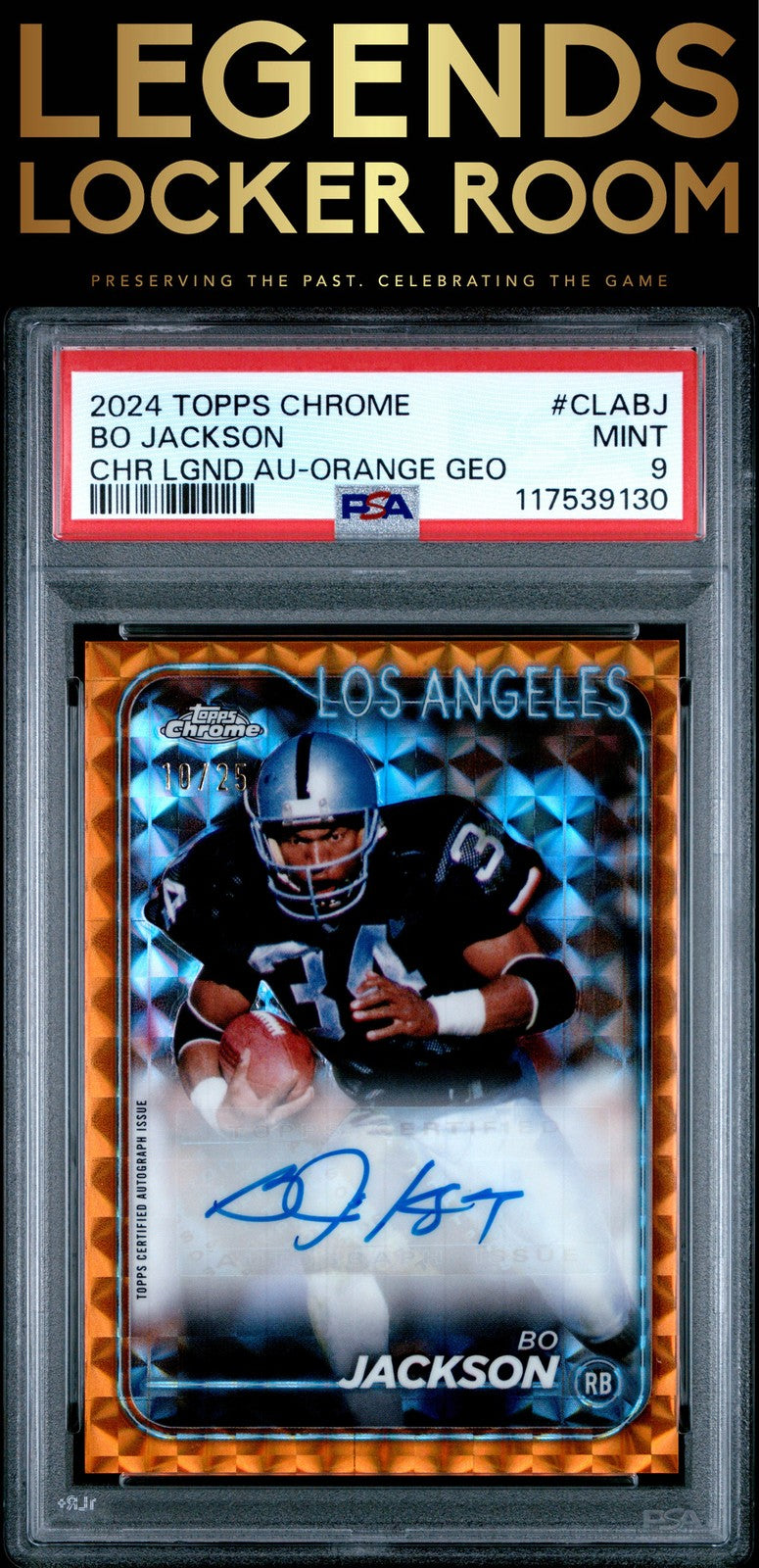 2024 Topps Chrome Legends Autographs Bo Jackson Orange /25 PSA 9