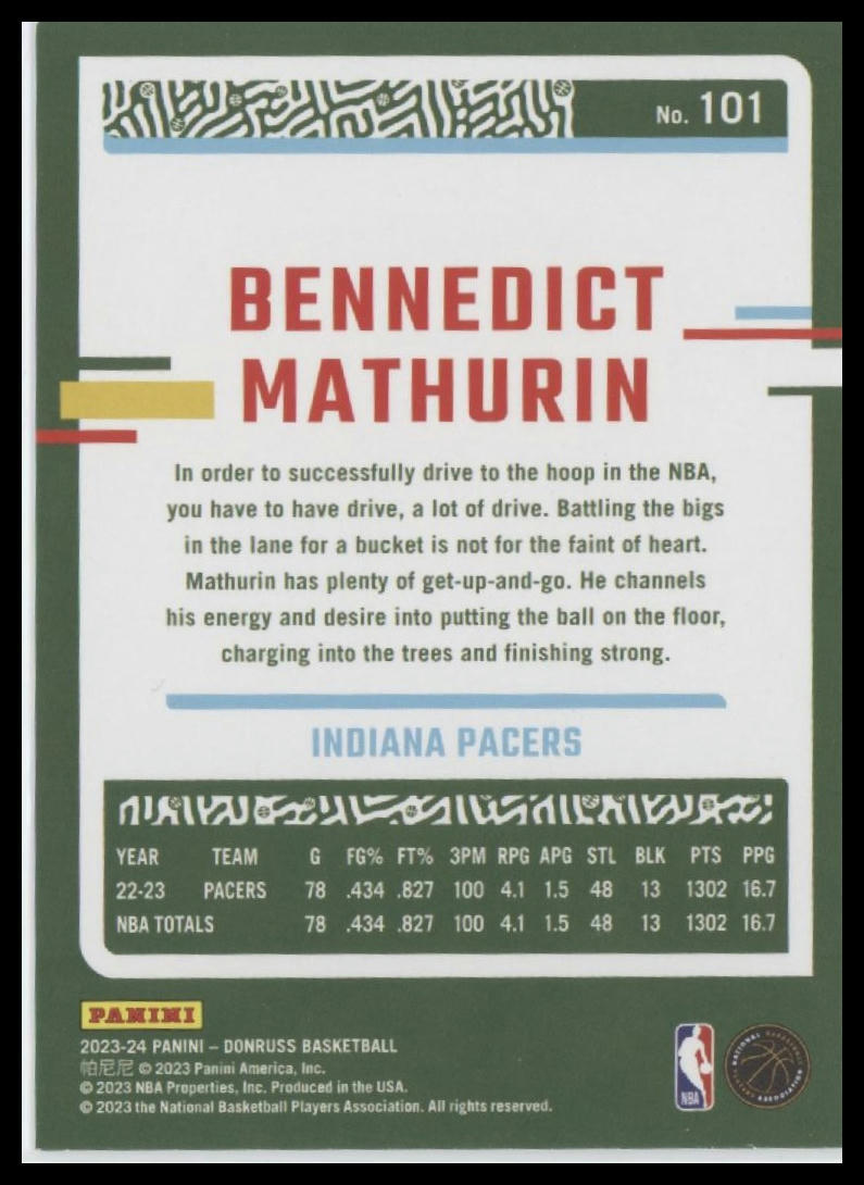 2023-24 Donruss #101 Bennedict Mathurin