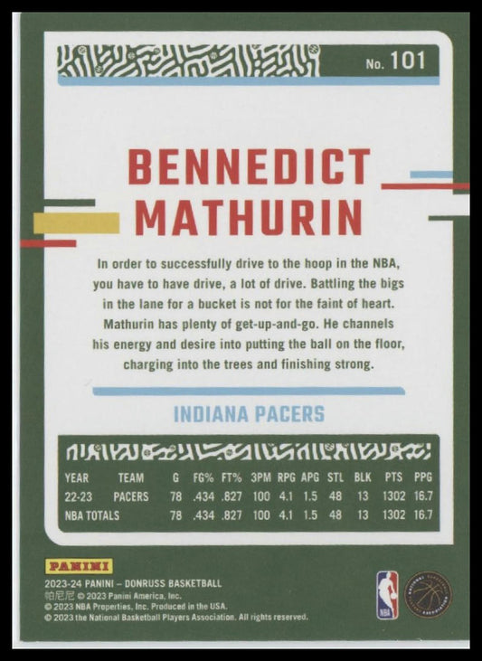 2023-24 Donruss #101 Bennedict Mathurin