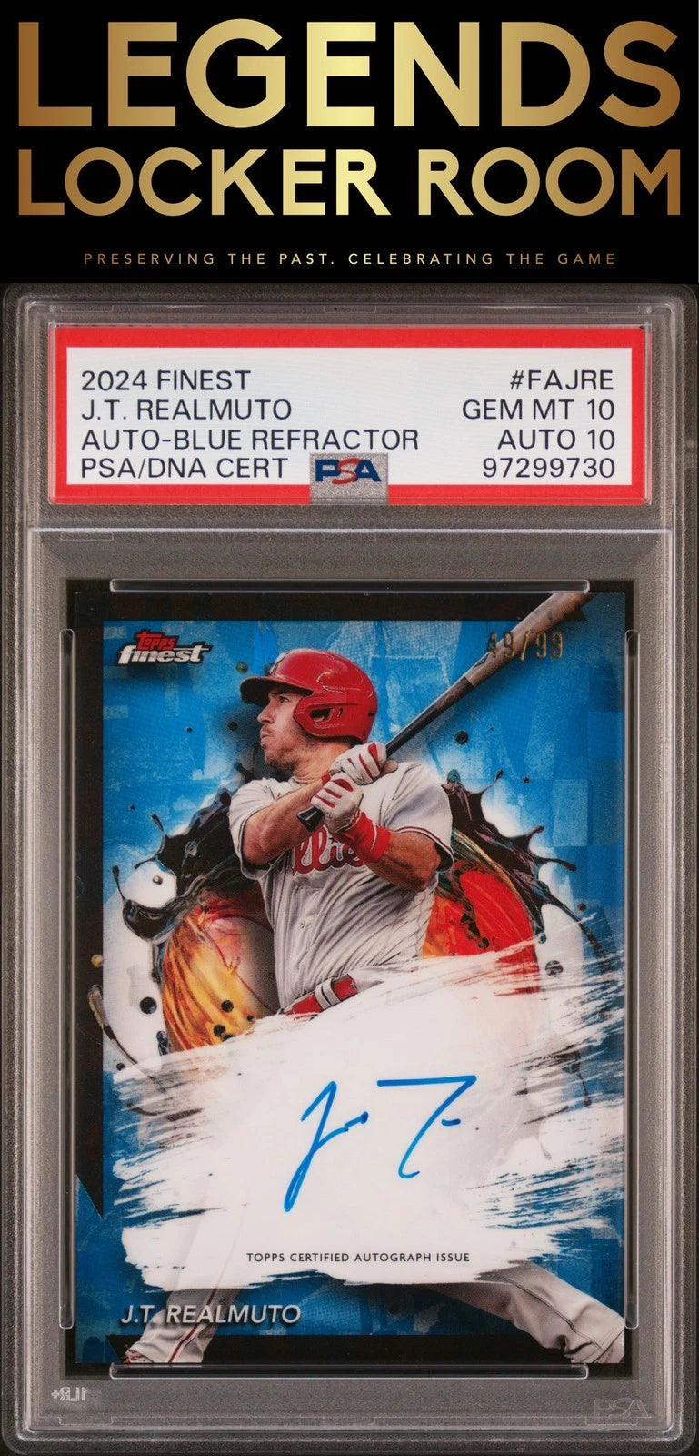 2024 Topps Finest Finest Autographs Jt Realmuto Auto Blue Refractor PSA 10