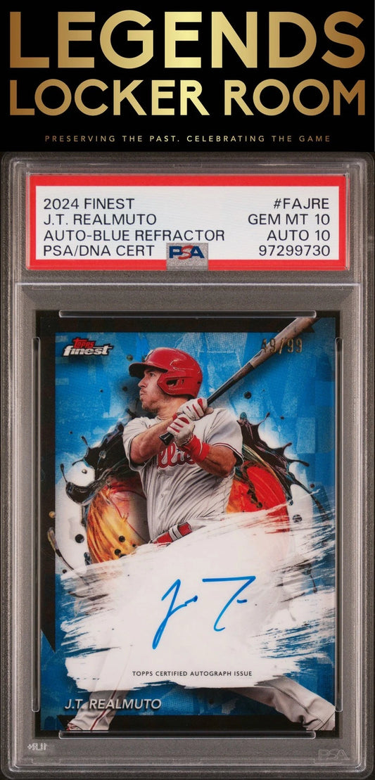 2024 Topps Finest Finest Autographs Jt Realmuto Auto Blue Refractor PSA 10