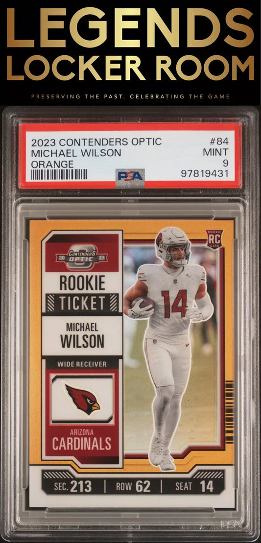 2023 Panini Contenders Optic #84 Michael Wilson Orange PSA 9