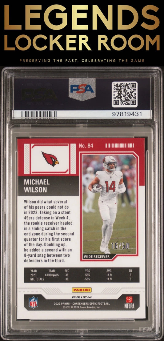 2023 Panini Contenders Optic #84 Michael Wilson Orange PSA 9