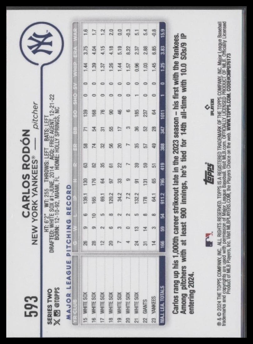 2024 Topps #593 Carlos Rodón
