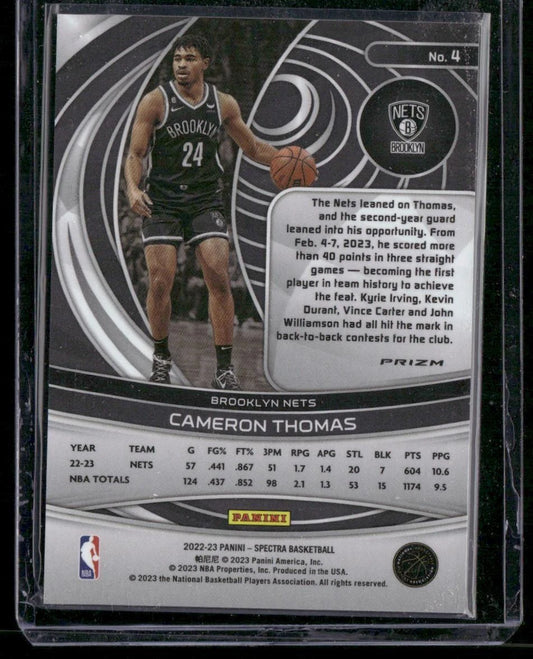 2022-23 Panini Spectra #4 Cameron Thomas Prizm