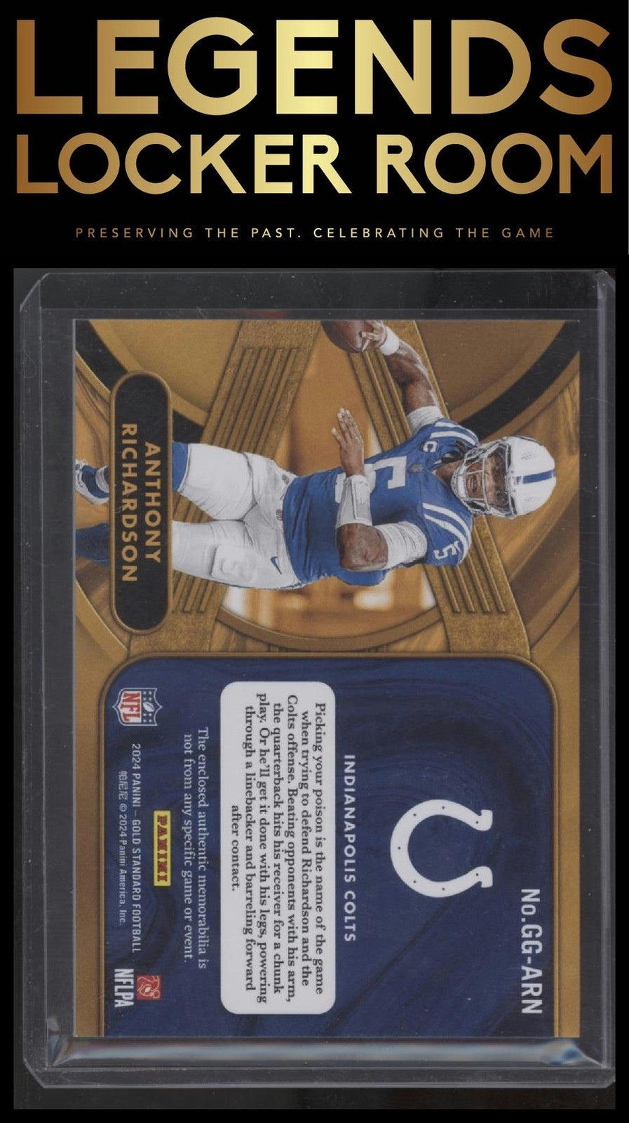 2024 Panini Gold Standard #GG-ARN Anthony Richardson Gold Gear #/299