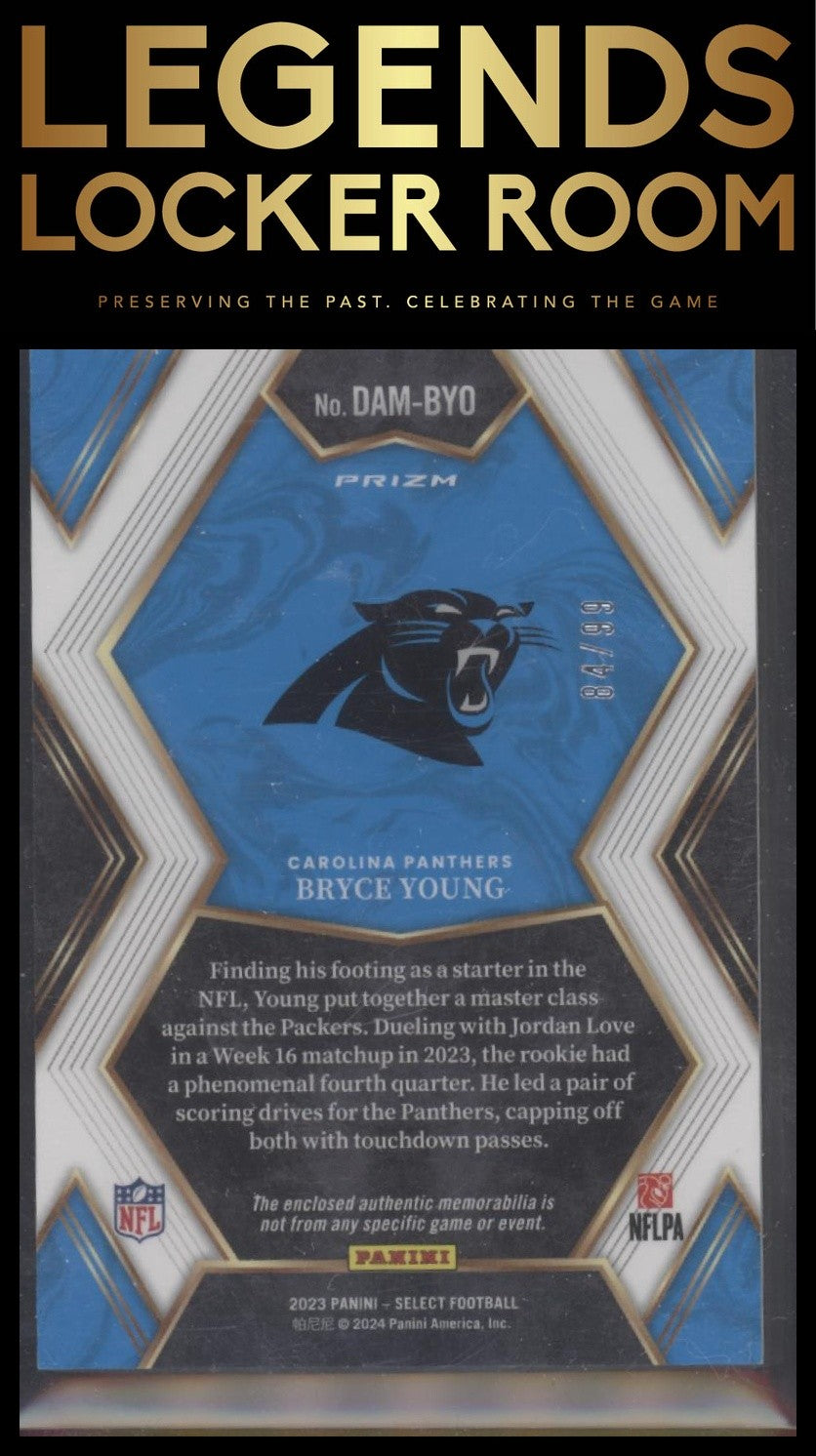 2023 Panini Select #DAM-BYO Bryce Young Draft Selections Memorabilia Prizm #/99