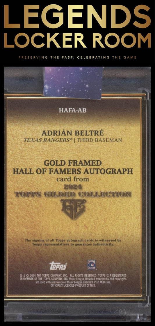 2024 Topps Gilded Collection Adrián Beltré Gold Framed Hall of Famers Auto /99