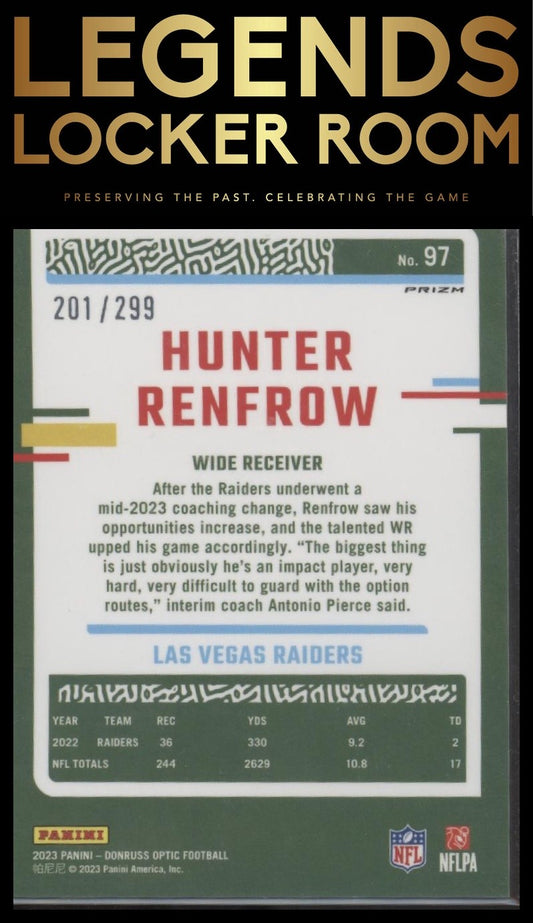 2023 Donruss Optic #97 Hunter Renfrow Aqua #/299