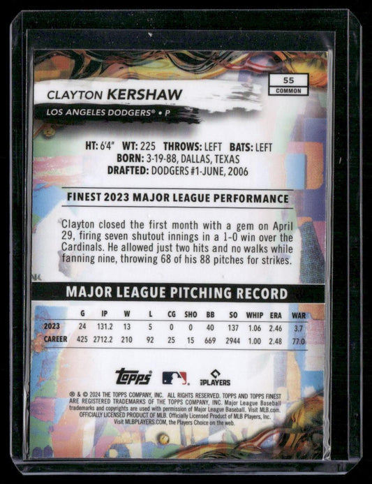 2024 Finest #55 Clayton Kershaw