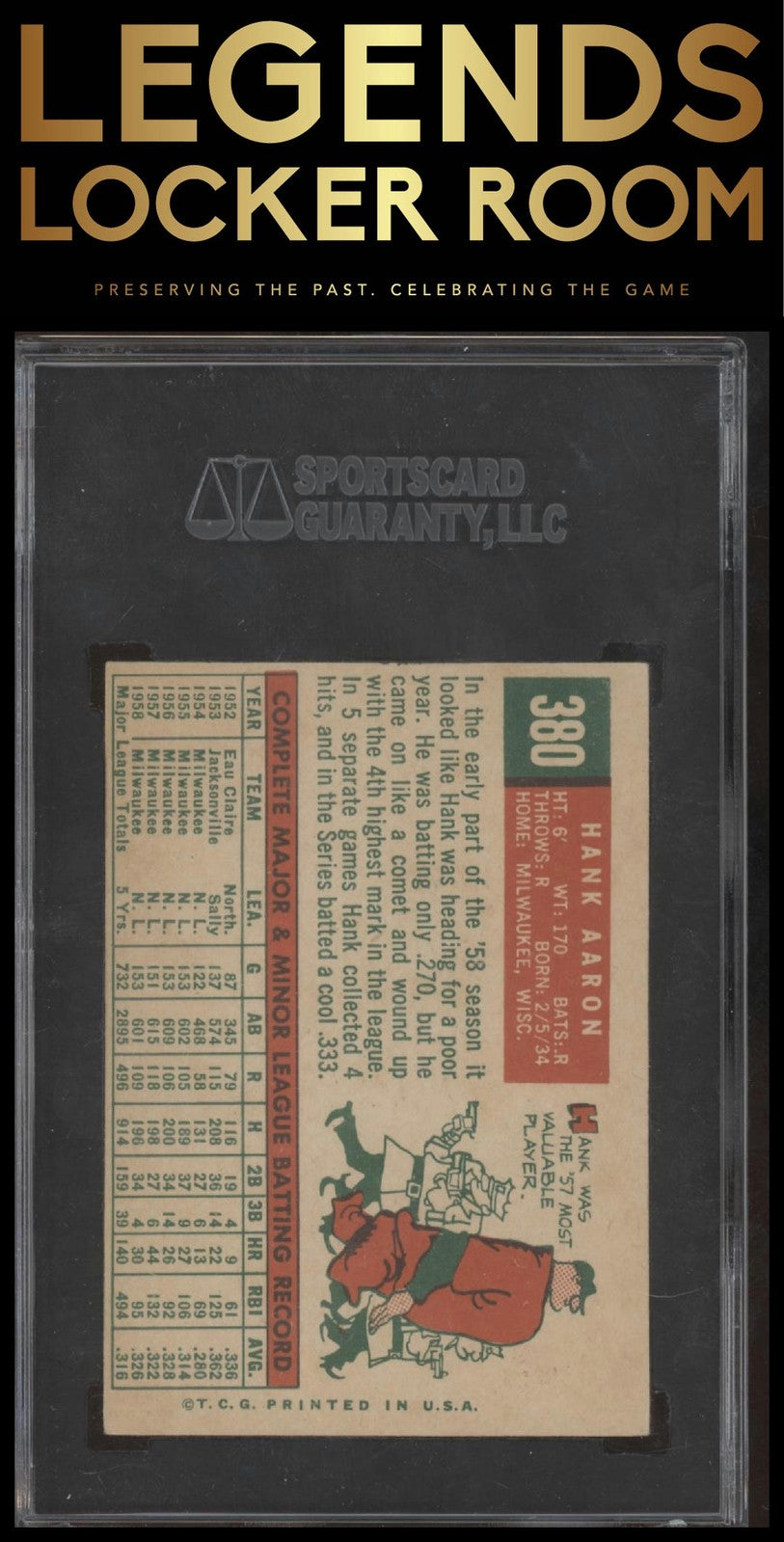 1959 Topps #380 Hank Aaron SGC 4