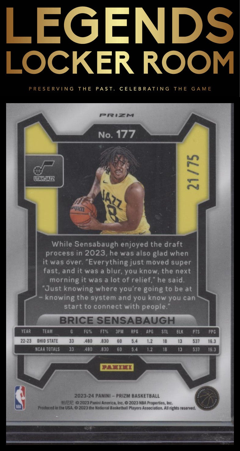 2023-24 Panini Prizm #177 Brice Sensabaugh Prizms Fast Break Purple #/75
