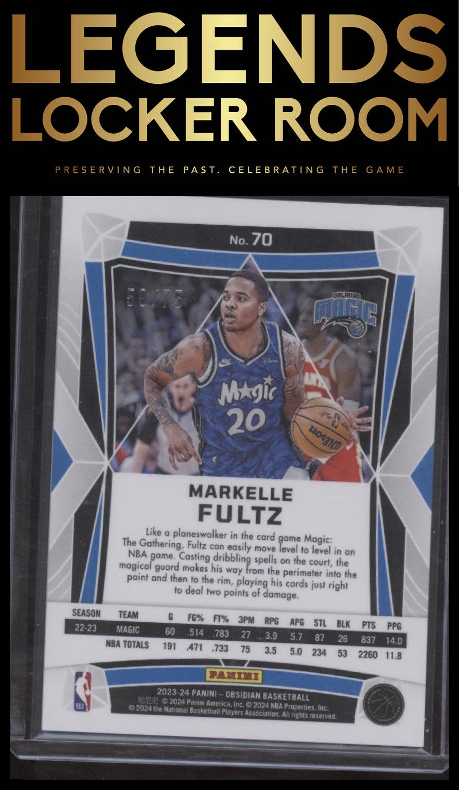 2023-24 Panini Obsidian #70 Markelle Fultz Electric Etch Reggae Flood #/75