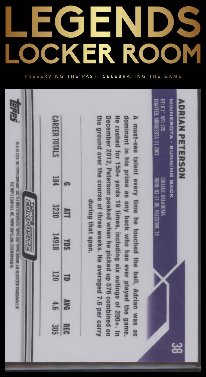 2023 Topps Composite #38 Adrian Peterson Topps Chrome Gold Wave Refractor #/50