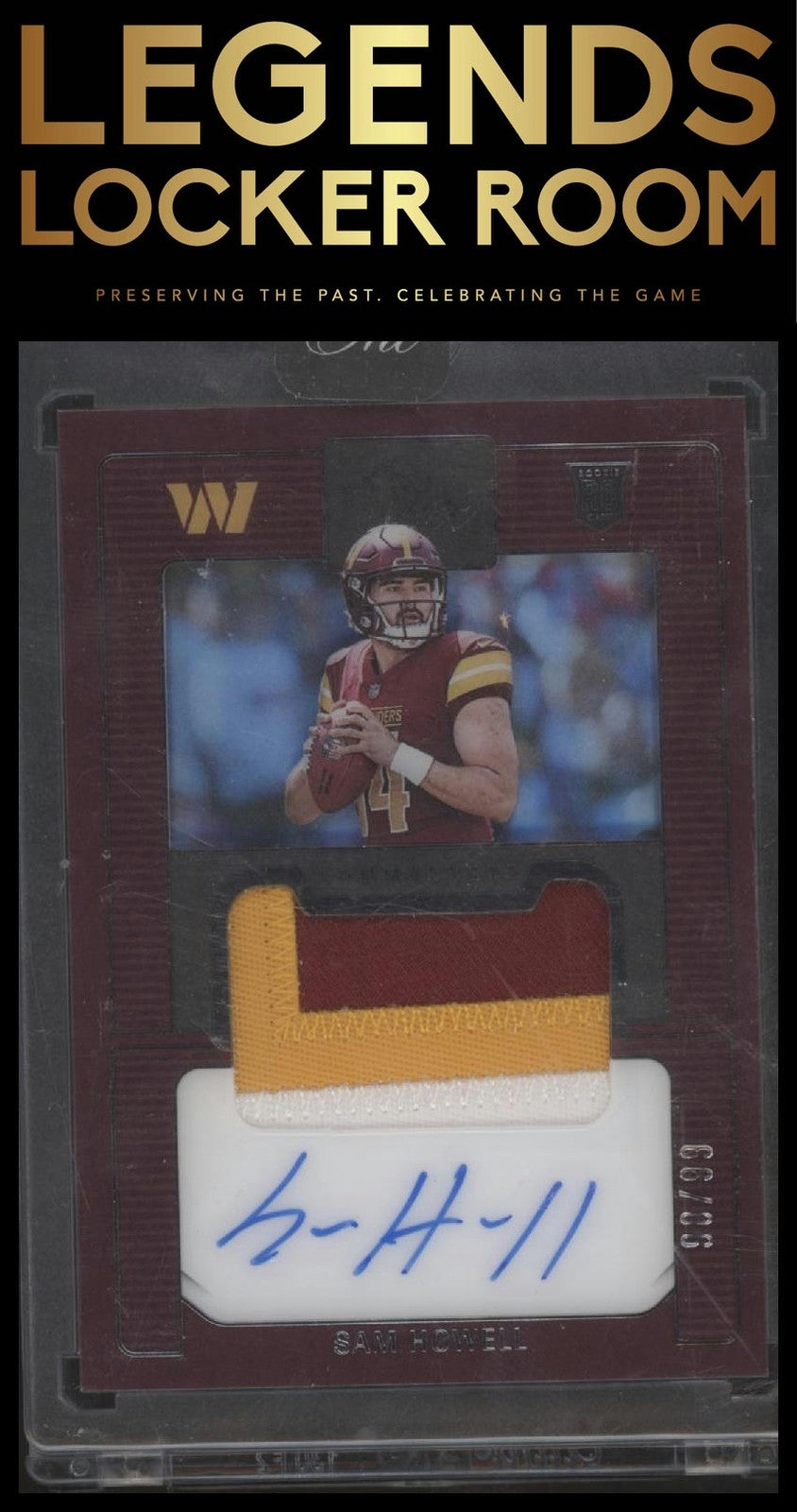 2023 Panini One Sam Howell 2022 Panini One Premium Rookie Patch Auto /99