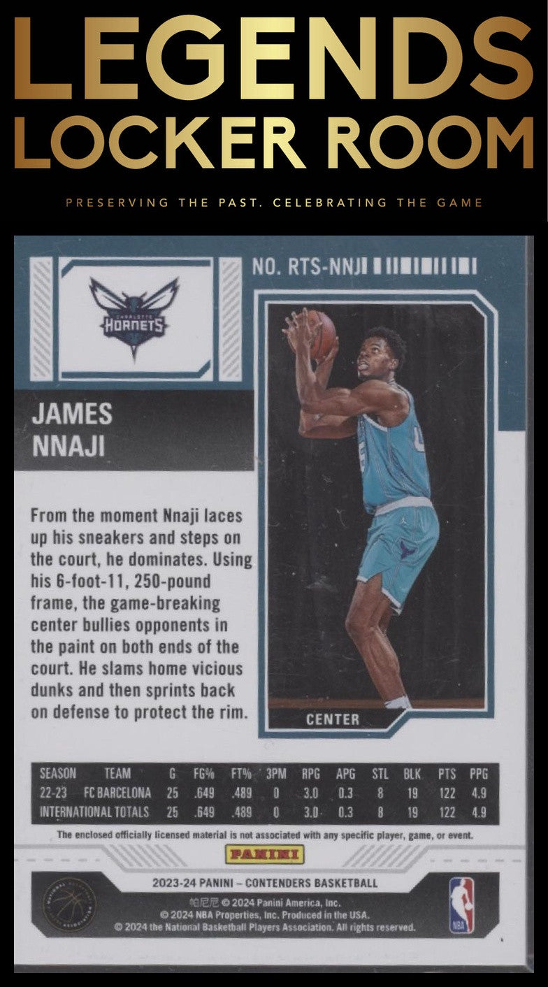 2023-24 Panini Contenders #RTS-NNJ James Nnaji Rookie Ticket Swatches