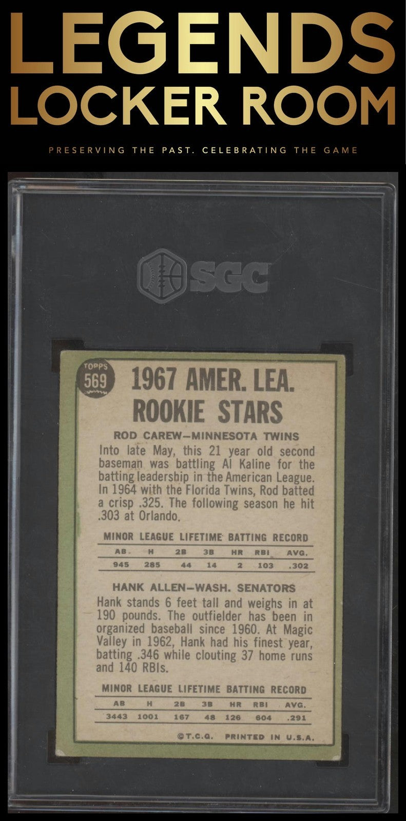 1967 Topps #569 A. League Rookie Stars SGC 3