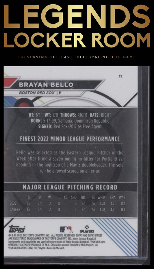 2023 Finest #11 Brayan Bello Green Refractor #/99