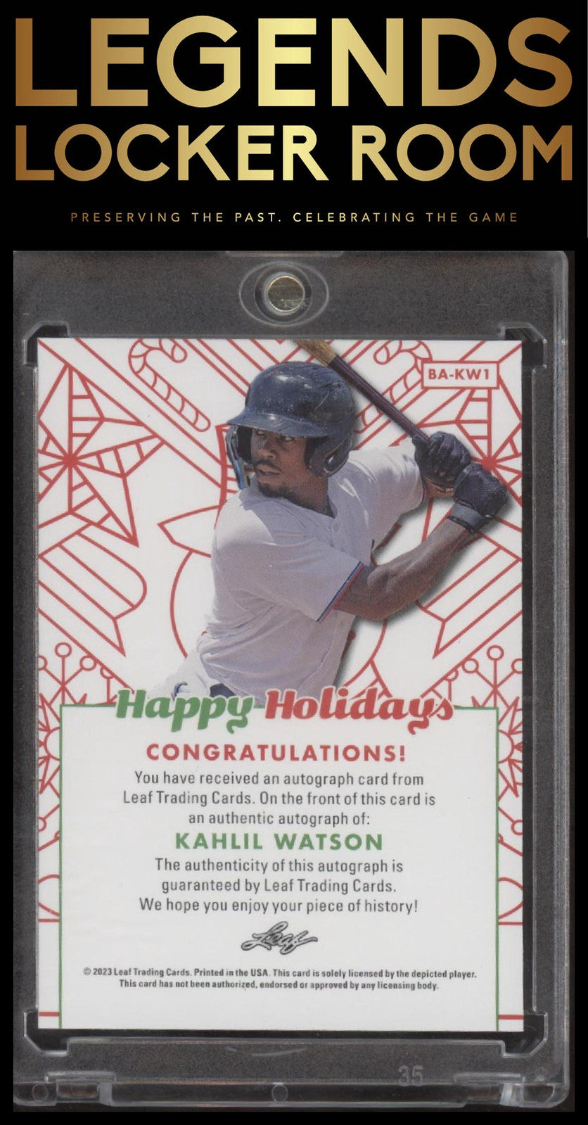 2023 Leaf Base Autographs #BA-KW1 Kahlil Watson